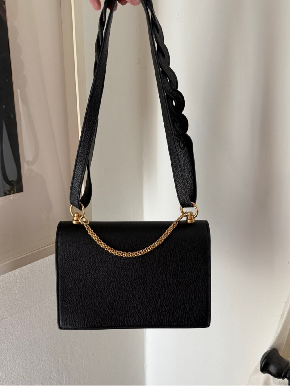 Tory Burch Miller Shoulder Bag Natural Grain Leather with Braided Strap & Chain - Picture 8 of 8